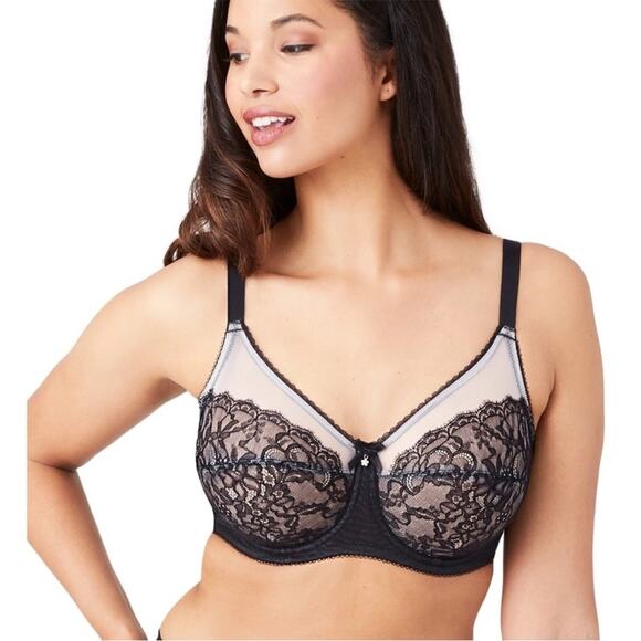 Wacoal 855186 black lace First Bloom Retro Chic Full Figure underwire bra 36G - Picture 9 of 9